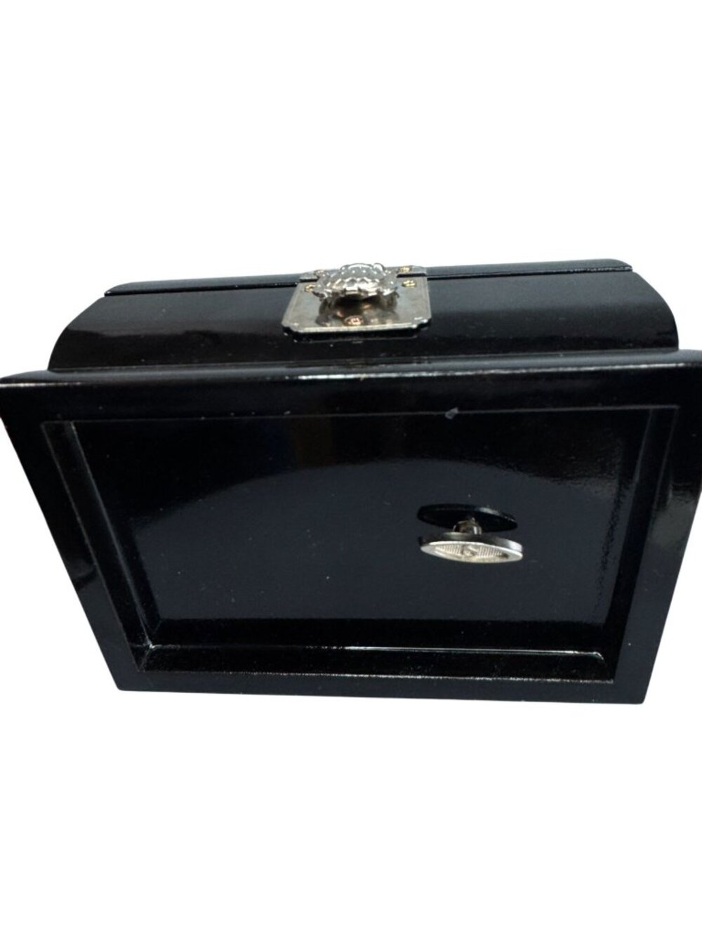 Sanyo Jewelry Music Box Black Lacquer Abalone MOP Inlay 5 3/4 Inch - Picture 9 of 11